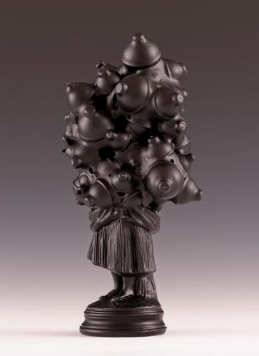 <b>Untitled #1(Borghese Series), 2012</b><br>Average size:  11" x 8" x 5"<br>re-purposed cast chalk figurines, plastic, steel, rubber
